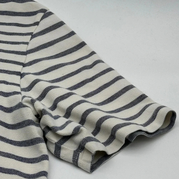 Men’s LL Bean Traditional Fit white blue Stripe Polo Medium - Picture 4 of 7